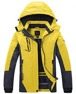 Wantdo Women’s Mountain Waterproof Fleece Ski Jacket Windproof Rain Jacket US M Yellow