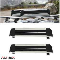 AUTEX 30” Aluminum Universal Ski Snowboard Carrier Rack Roof Mounted Fits Most Vehicles Eq ...