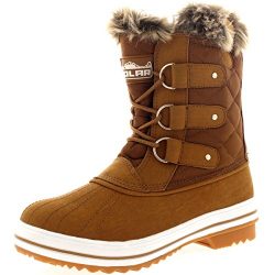 Womens Snow Boot Nylon Short Winter Snow Fur Rain Warm Waterproof Boots – Tan – 6 &# ...