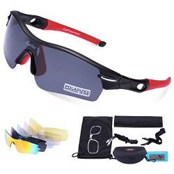 Carfia Polarized Sports Sunglasses UV400 Protection Cycling Sunglasses Goggles with 5 Interchang ...