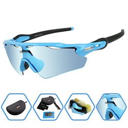 DUCO POLARIZED Sports Sunglasses UV400 Protection Cycling Glasses With 5 Interchangeable Lenses  ...