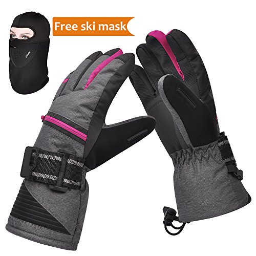 Ski Gloves, Winter Warm 3M Insulation Waterproof Snow Gloves with Free Breathable Face Mask for ...