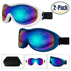Snow Ski Goggles Pack of 2,Snowboard Skiing Goggle with Nano-Microfiber Anti-fog Lens Cloth,Anti ...
