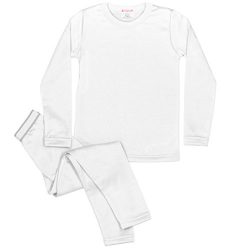 Rocky Boy’s Fleece Lined Thermal Underwear 2PC Set Long John Top and Bottom (S, White)