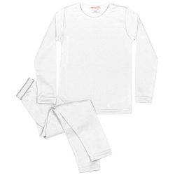 Rocky Girls Fleece Lined Thermal 2PC Underwear Set Top and Bottom (M, White)