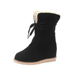 Womens Low Wedge Biker Ankle Boots Trim Flat Ankle Warm Martin Shoes Black by Topunder