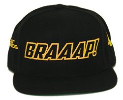 JUST RIDE Braaap Hat Flat Bill Snapback Sled Snowmobile (Black/Yellow)