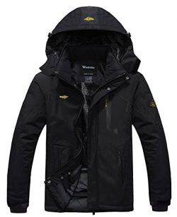 Wantdo Men’s Waterproof Mountain Jacket Fleece Windproof Ski Jacket US XL  Black XL
