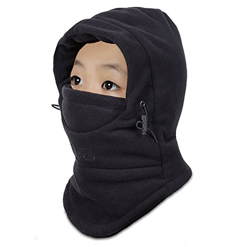 Children’s Kids Balaclava Outdoor Hats Winter Warm Face Cover Cap (Black)