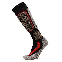 Outdoor Ski Socks,Cushioned Wicking Warm Knee High Snowboard Socks (US 6.5-US 8.5, Black)