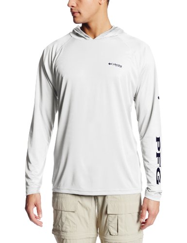 Columbia Men’s Terminal Tackle Hoodie, White/Nightshade Logo, Medium