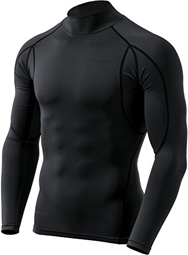 Tesla TM-MUT12-KLB_X-Large Men’s Mock Long-Sleeved T-Shirt Cool Dry Compression Baselayer ...