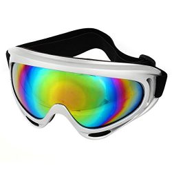 uxcell Silver Tone Frame Coloured Len Protective Adult Sport Snow Ski Goggles