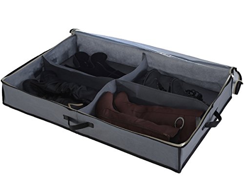 Sami Time 4 Pairs Under Bed Shoe Boot Organizer Closet Storage Solution Organizer Box with Front ...