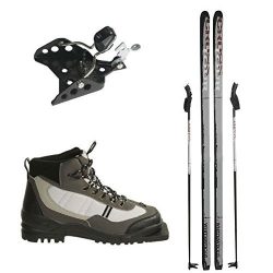 New Whitewoods 75mm 3Pin Cross Country Package Skis Boots Bindings Poles 197cm (40, 151-180 lbs.)