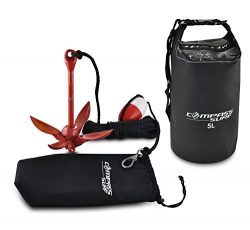 Compass Kayak Anchor Kit + Dry Bag for Jet Skis, Canoes, Floats – 3.5 lb Steel Anchor with ...