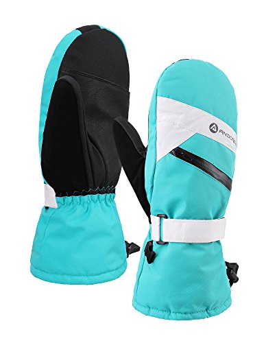 Andorra Women’s Cross Country Textured Touchscreen Ski Mitten,Blue + White,M/L