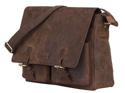 Leaderachi Men’s Leather Satchel Briefcase, 16″ Laptop Messenger Shoulder Bag Tote