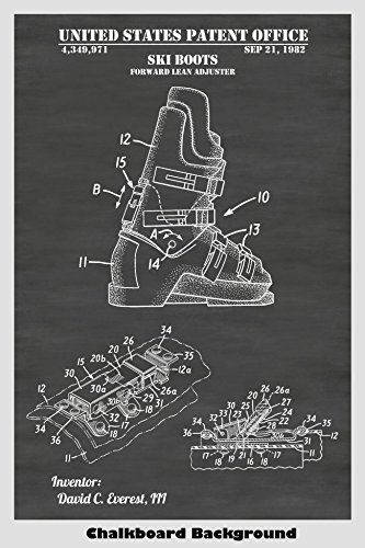 Ski Boots Patent Print Art Poster: Choose From Multiple Size and Background Color Options