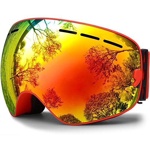Hongdak Ski Goggles, Snowboard Goggles UV Protection, Snow Goggles Helmet Compatible for men wom ...