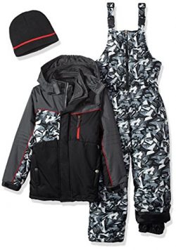 iXtreme Little Boys’ Camo Print Snowsuit W/2fer Vestee Detail, Black, 4