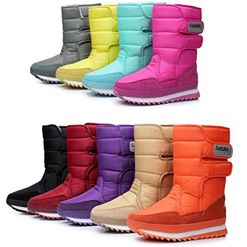 DADAWEN Women’s Waterproof Frosty Snow Boot Black US Size 9.5