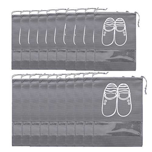 Selric Pack of 20 Breathable Non-woven Travel Storage Shoes Bags Organizer Drawstring Bags with ...