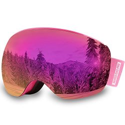 AKASO Mag-Pro OTG Ski Goggles, Snowboard Goggles – Magnetic Interchangeable lenses, Anti-f ...