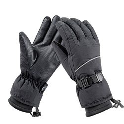 CAMYOD Waterproof Ski Snowboard Gloves with 3M Thinsulate, Cold Weather Gloves for Men(Piping,L)