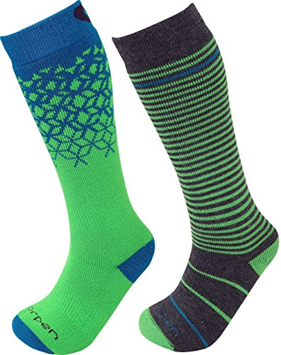 Lorpen Merino Kids Ski Socks (2 Packs), Green, X-Small