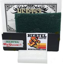 Hertel Wax Ski Waxing kit with Rub on Wax, Scraper, Sticker and Instructions.