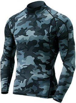 Tesla TM-MUT12-MDG_Medium Men’s Mock Long-Sleeved T-Shirt Cool Dry Compression Baselayer MUT12