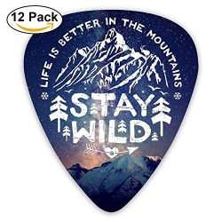 Custom Guitar Picks Stay Wild – 12 Pack Assorted Various Thickness HCMusic Plectrum For El ...