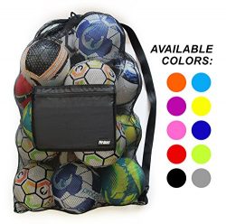 Extra Large Heavy Duty Soccer Ball Mesh Bag for Sports, Beach and Swimming Gears. Adjustable Sho ...