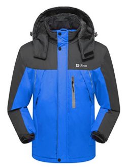 Ubon Men’s Waterproof Mountain Jacket Fleece Windproof Ski Jacket(Blue,US M)