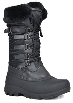 DREAM PAIRS Women’s Tapanz Black Faux Fur Lined Mid Calf Winter Snow Boots Size 8 M US