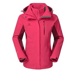Camel Women’s 3-in-1 Systems Jacket Waterproof Color Coral Red Size X-Large