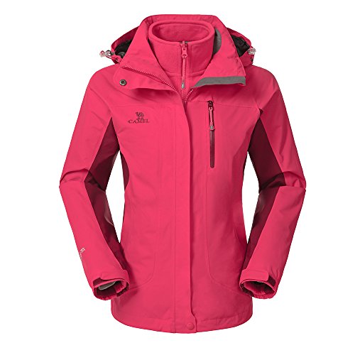 Camel Women’s 3-in-1 Systems Jacket Waterproof Color Coral Red Size X-Large
