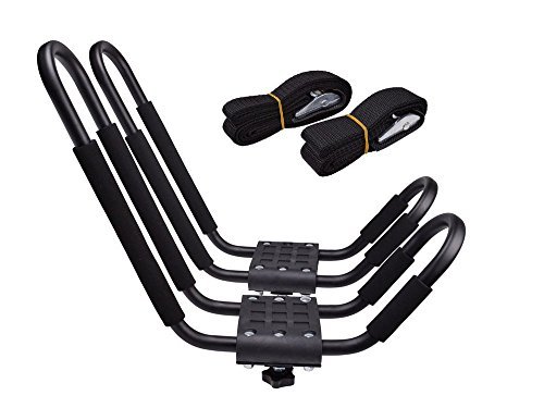 Pelk J-Bar Rack Kayak Carrier Canoe Boat Surf Ski Snowboard Roof Top Mounted on Car SUV Crossbar