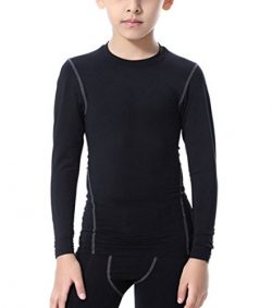 LANBAOSI Boys&Girls Long Sleeve Compression Soccer Practice Shirts 7 Black