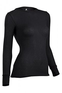 Indera Women’s Warmwear Traditional Thermal Underwear Top, Black, Small