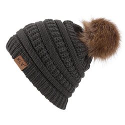 RNTOP Women Warm Crochet Winter Wool Knit Ski Beanie Skull Caps Hat Hairy Bulb (Army Green)