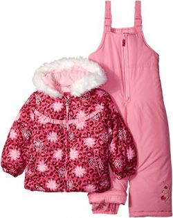 London Fog Little Girls’ Snowsuit with Snowbib and Puffer Jacket, Rocket Pink, 5/6
