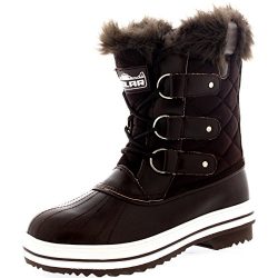 Womens Snow Boot Nylon Short Fur Rain Winter Waterproof Snow Warm Boots – Brown – 11 ...