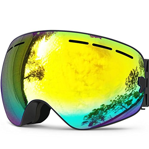 Zionor X Ski Snowboard Snow Goggles OTG Design for Men Women with Spherical Detachable Lens UV P ...