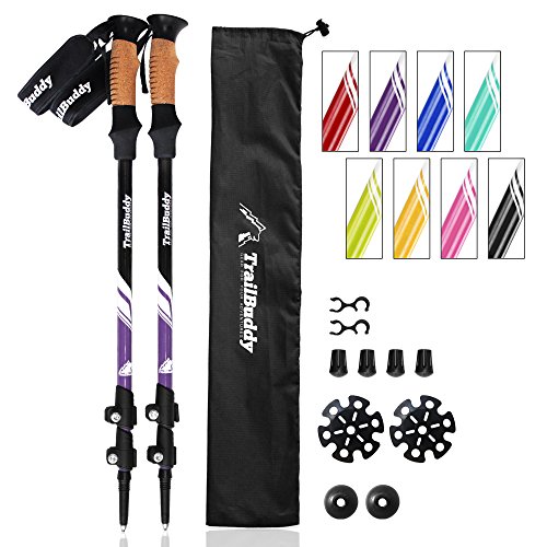 TrailBuddy Hiking Sticks – 2-pc Pack Adjustable Walking or Trekking Poles – Strong, ...