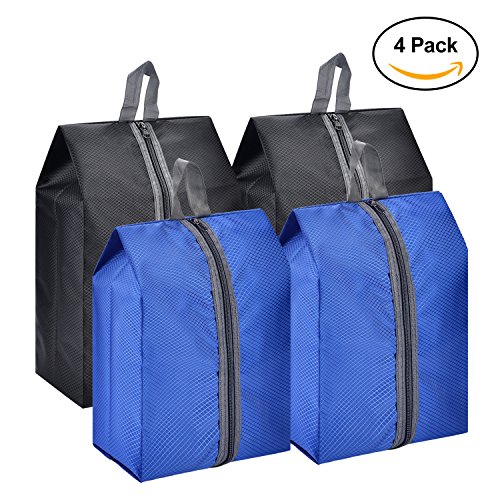SPIKG Portable Travel Shoe Bags Shoes Organizer Waterproof Nylon with Zipper for Men Women(4 pack)