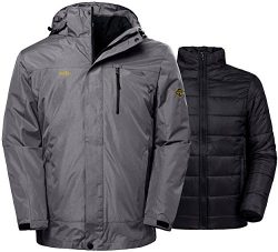 Wantdo Men’s Winter Ski Jacket Water Resistant Windproof 3 in 1 Jacket Puff Liner