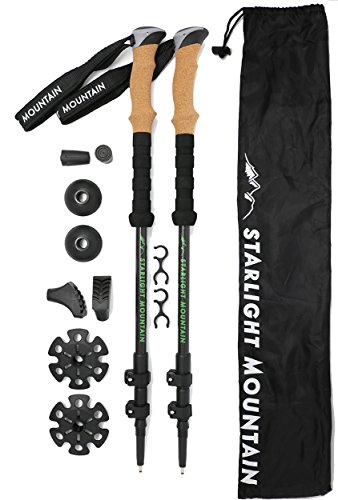 Starlight Mountain Outfitters Trekking Poles – Collapsible Lightweight 6.8oz ea, Aircraft Grade ...