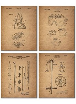 Ski Patent Prints – Set of Four 8×10 Vintage Wall Art Decor Photos
